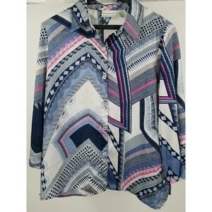 Alfred Dunner Womens Button Up Top 3/4 Sleeves Blouse Size 12‎ Petite